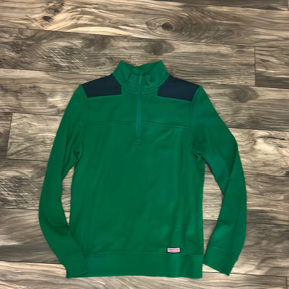 Women’s green and navy shep shirt, size medium